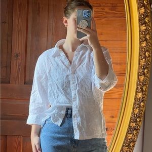 Women’s size large floral detail white top